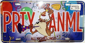 TAZ PRTY ANML PRESSED NUMBER LICENSE PLATE TIN DECORATION GIFT #2152 - Picture 1 of 1