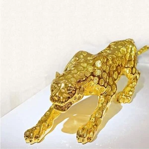 Jaguar Animal Statue Leopard Panther Jaguar Brass Showpiece Home Decor Decorativ - Picture 1 of 6