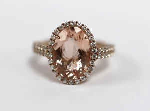 Peach Morganite / Sapphire Ring - Picture 1 of 3