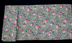 Grün mit großen rosa Rosen Baumwollstoff 44" breit 3 Yds 20 in Neu - Bild 1 von 6