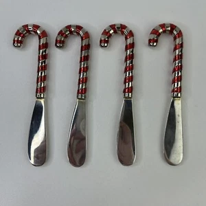 Godinger Candy Cane Design Spargi burro formaggio placcato argento set di 4 - Foto 1 di 5