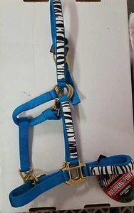Weaver Untamed Blue Zebra Print 3/4" Nylon Weanling/Pony Halter 35-1052 - Imagen 1 de 2