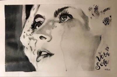 arte carbón retrato dibujo de la cantante Vera Sola por Mark Robinson 11" x 7,5" Foto 1 de 3