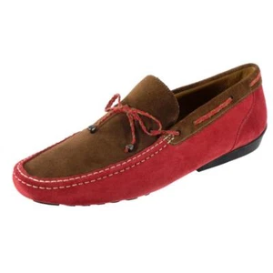NEW MEZLAN Palermo Loafers Dress Shoes Two Tone Sz. 12 M Suede Red & Brown Spain - Picture 1 of 8