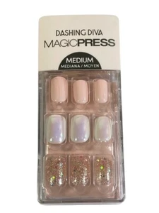 Dashing Diva Magic Press Nail Kit P011 Medium-Pearlized & Glitter 30 Nails NEW - Picture 1 of 6
