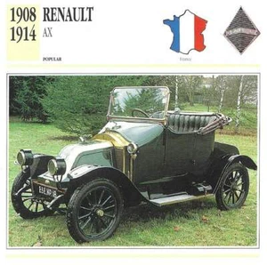 Edito Service photo card 1908-1914 RENAULT AX Spec Sheet car fact 1991 - Bild 1 von 2