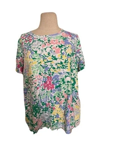 Kim Rogers perfekt weiches kurzärmliges Oberteil mit Blumenmuster (Lilly Pulitzer inspirierter Look) - Bild 1 von 2