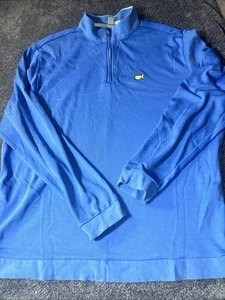 Masters Collection Sweater Men Large Blue 1/4 Zip Pullover Golf Luxury Cotton - Picture 1 of 11