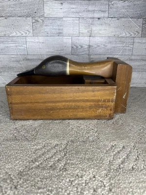 Caja cascanueces de madera tallada a mano de nogal vintage de los años 80 ganso pato mallardo Foto 1 de 4