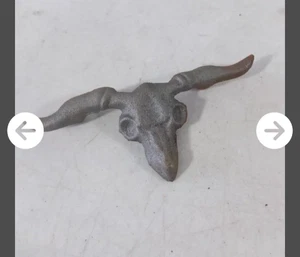 Vintage Menge 2 Longhorn Stier Lenkung Kuh Schädel Gusseisen Schublade Griffe - Bild 1 von 9