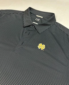 Herren XXL Cutter & Buck DryTec Notre Dame Fighting Irish blau gestreift Golf Polo - Bild 1 von 5