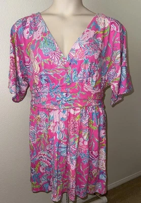 Lilly Pulitzer Parigi Romper Dress Pink Isle shell me Something Good Size XL - Image 1 of 4