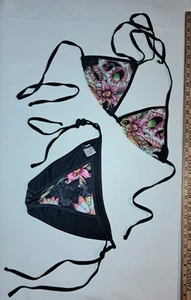 1990s Hustler's Ed Hardy 2 pc Bikini with Skulls & Hibiscus Flowers RN# 123772 - Picture 1 of 4