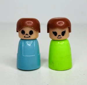 2 Vtg TOMY Playrail Rolling People Girl Boy Train Merry Go Copter Figures Toys - Picture 1 of 6