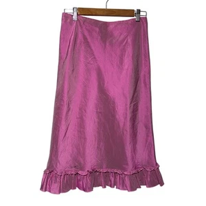 Vintage Arden B. Pink 100% Silk Midi Skirt Barbiecore Glinda Reflective Size 4 - Picture 1 of 10