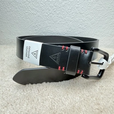 NUEVO CON ETIQUETAS ADIVINA Cinturón de Cuero Genuino Negro Costuras Rojas Talla XL 42 - 44 Para Hombre Foto 1 de 4