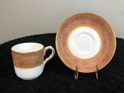 Taza y platillo Royal Worcester England 1912 porcelana Demitasse, hojas de uva Foto 1 de 4