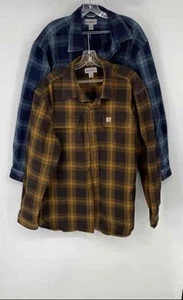 Carhartt Mens Multicolor Plaid Flannel Button-Up Shirt Size XL Lot Of 2 - Picture 1 of 7