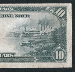 BEAUTIFUL SOLID B BLOCK 1914 $10 FEDERAL RESERVE NOTE. NO TEARS OR PINHOLES - Picture 1 of 3