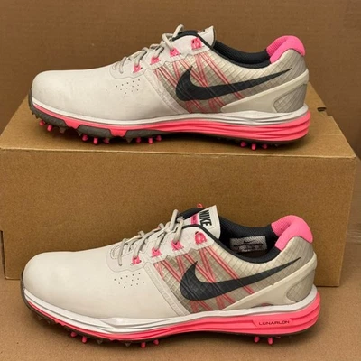 Zapatos de golf Nike Lunar Control para mujer rosa gris blanco talla 8 usados con clavos Foto 1 de 4