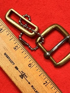 Vintage Brass Buckle & Keeper, both Solid Brass (for a 1-1/8" men's belt) #2 - Picture 1 of 3