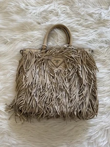 Prada Nappa Leather Fringe Bag Cream - Picture 1 of 20