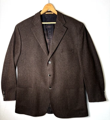 Corneliani Sport Coat Blazer 58 L Wool Cashmere Blend Dark Brown Touch of Orange - Image 1 of 4