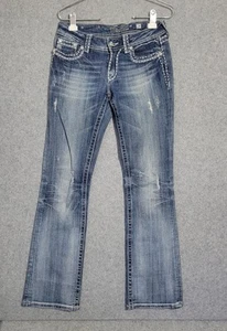 Miss Me Jeans Women 28x29 Blue Bootcut Embellished Bling Embroidery Fringe Y2K  - Picture 1 of 20