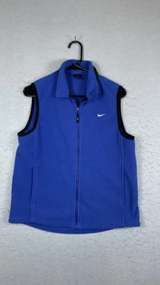 Nike Fleece Vest Youth Large Blue Full Zip Swoosh Logo Mock Neck Pockets - Image 1 of 4