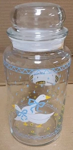 Vintage Anchor Hocking Country Goose mit blauem Band großes Glas mit Deckel 8,5" - Bild 1 von 10
