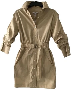 Derek Lam 10 Crosby Light Khaki Mini Shirt Dress Long Sleeve Sz 00 Reg $450 NWT - Picture 1 of 2