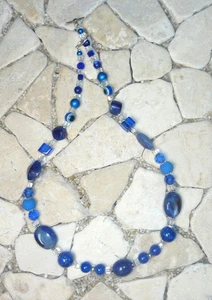 ★ kurze Kette ★ Collier ★ dunkelblau & kristall ★ - Picture 1 of 3