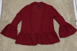 Alfani Petite Damen Cardigan Pullover Glockenärmel vorne offen rot Rüschen PM - Bild 1 von 24