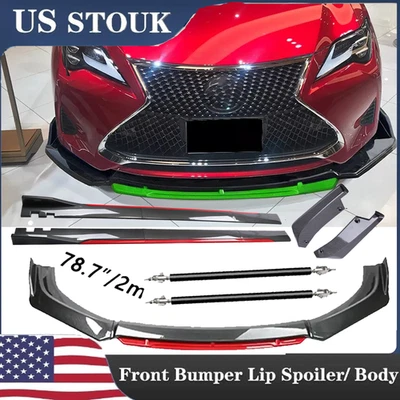 Carbon Fiber Look Red Front Lip Chin Bumper Side Skirt For Lexus RX350 RX450 Foto 1 de 4