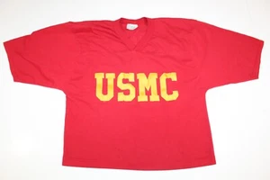 Vintage USMC Marines Women's Half Shirt Size Large S/S V-Neck USA Red #41 Speed - Picture 1 of 4