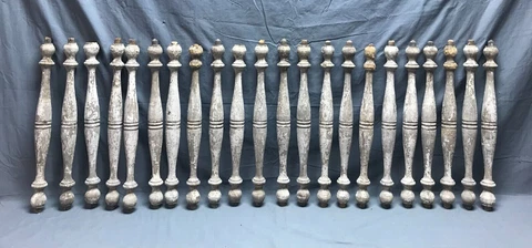 Vintage Lot 22 Turned Shabby 2x22 Exterior Porch Spindles White Chic Old 74-23B Cover