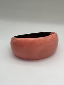 Vintage Plastic Clamper Bracelet Coral Pink Tortoise Shell - Picture 1 of 9