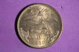 1960 Mo Mexico 20 Centavos Brass Coin #M23053 - Picture 1 of 2