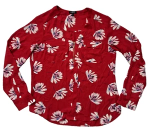 Blusa Express Roja Floral Manga Larga Carrera Cuello en V Talla S - Imagen 1 de 7