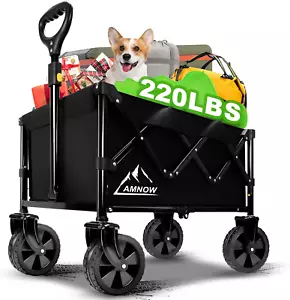 Collapsible Wagon Foldable, Large Grocery Cart on Wheels, Heavy Duty Utility for - Picture 1 of 11