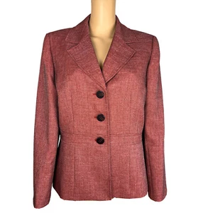 Le Suit Polyester Metallic Blazer Suit Size 12 Burgundy Notch Collar Lined New - Picture 1 of 6