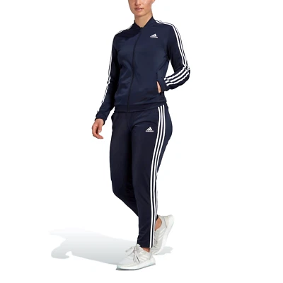 ADIDAS Essentials 3-Stripes Track Suit Zip Jacket & Pants Women's size L Navy - Image 1 of 4