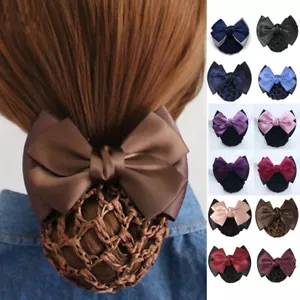 Satin Schleife Haarspange Damen Haar Netz Braten Clips Abdeckung Schal Zubehör K - Bild 1 von 52