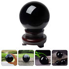 Black Crystal Ball w/ Wooden Stand - 8cm