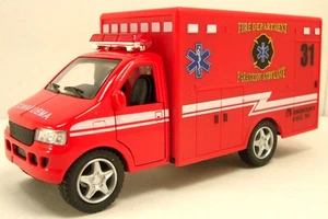 Kinsmart 5.25" Diecast Model Rescue Fire Department Paramedic Ambulance Red - Picture 1 of 4