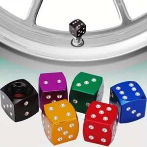 4x Gem Dice Tire/Wheel Stem Air Valve CAPS Set Colorful For Car Truck Dust Cover - Picture 1 of 8