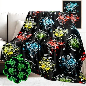 Gaming Blanket Glow in The Dark Blanket Soft Fuzzy Gamer Throw Blanket Boys R... - Picture 1 of 6
