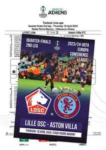 LILLE France v ASTON VILLA Birmingham England 2024 ECL FAN 12 pg + OFFICIAL LU - Picture 1 of 2