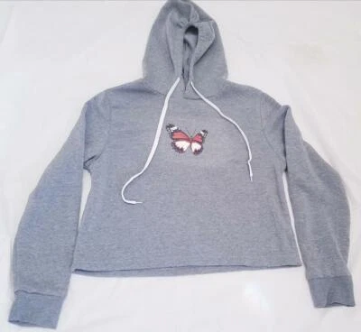 Толстовка с капюшоном серая бабочка. Длинный рукав размер L, XL - Изображение 1 из 2