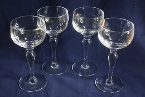 4 Plain Tall Heavy Hock Wine Glasses - Picture 1 of 5